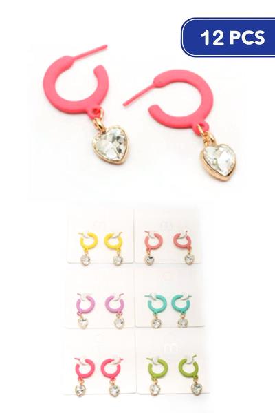 Color Hoop Stone Dangle Earring (12 Units)