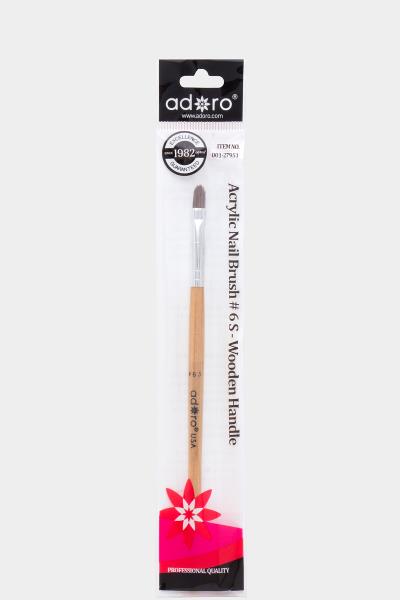 ADORO ACRYLIC NAIL BRUSH 6S WOODEN HANDLE