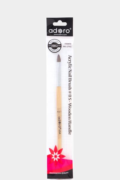 ADORO ACRYLIC NAIL BRUSH 8S WOODEN HANDLE