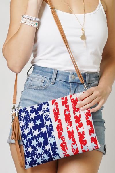 American Flag Crossbody Clutch Bag