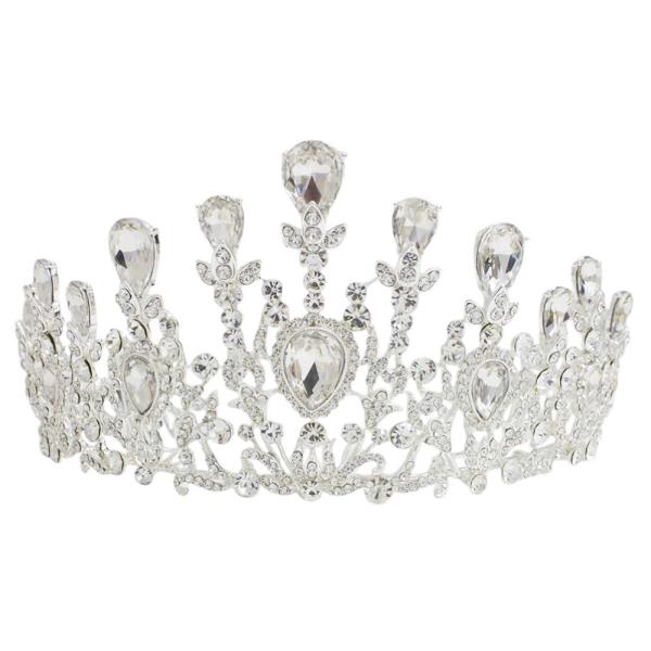 RHINESTONE CRYSTAL STONE TEARDROP TIARA