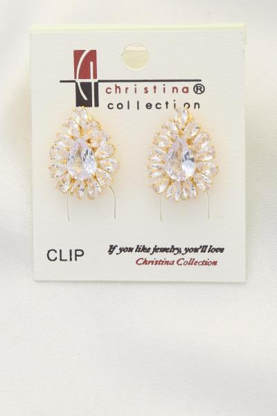 Teardrop Rhinestone Clip Earring