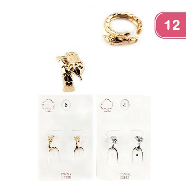 Snake Stainless Steel Huggie Ear Cuff (12 Units)