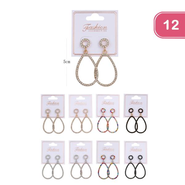 Rhinestone Teardrop Dangle Earring (12 Units)