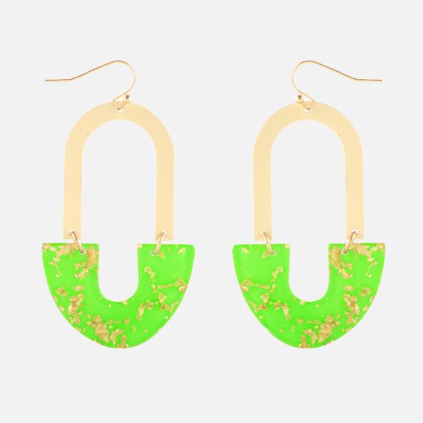 Acetate Metal Metalflake Fish Hook Earring