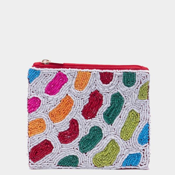 Colorful Cow Pattern Seed Beaded Coin Purse