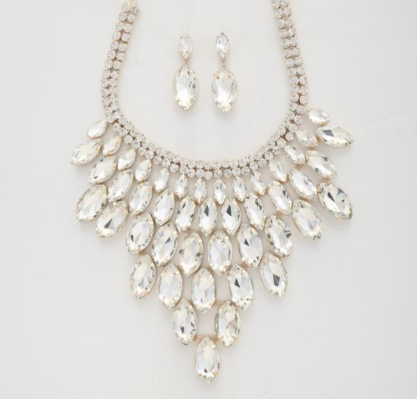 Marquise Crystal Bib Necklace