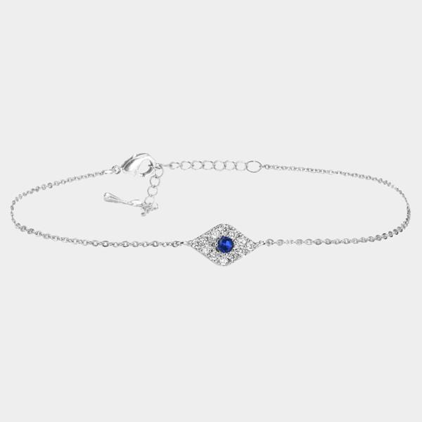 Rhinestone Cubic Zirconia Evil Eye Dainty Bracelet