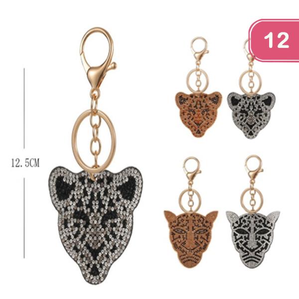 Rhinestone Jaguar Keychain (12 Units)