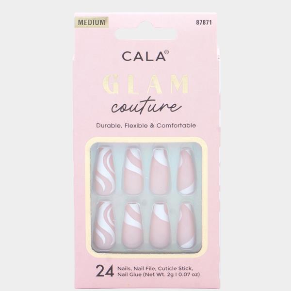 CALA Glam Couture Medium Swirl Pink Nails Set