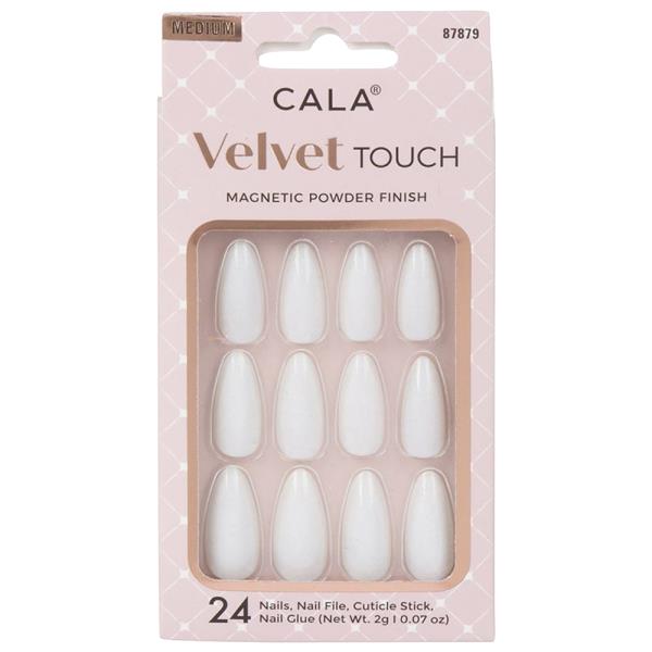 CALA Velvet Touch Medium White Glitter Nails Set