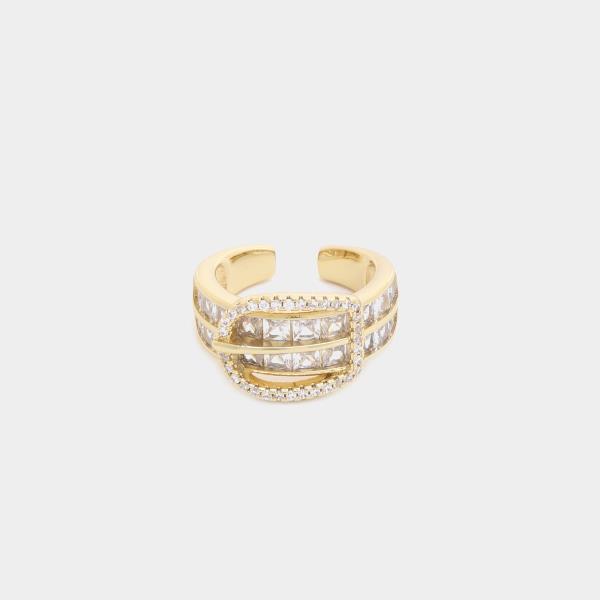 SODAJO Belt Shape Crystal Adjustable Ring