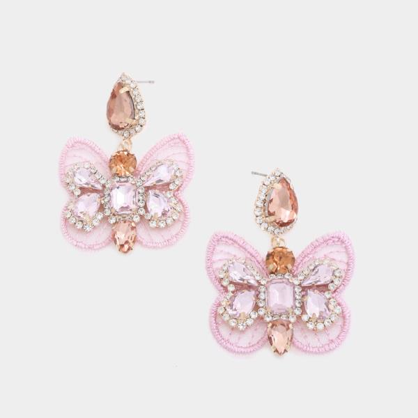 Crystal Butterfly Fabric Dangle Earring