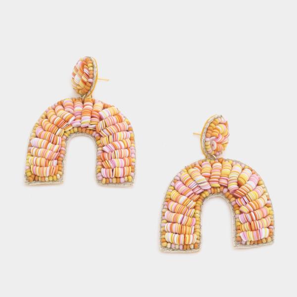 Rubber Disc U Shape Dangle Earring