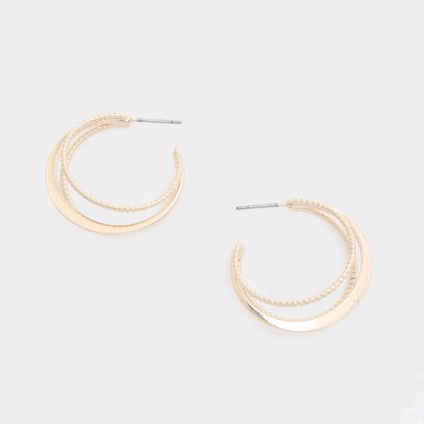 Triple Hoop Metal Earring