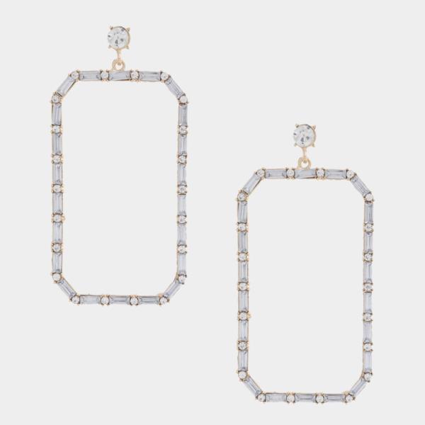 Rectangle Crystal Dangle Earring