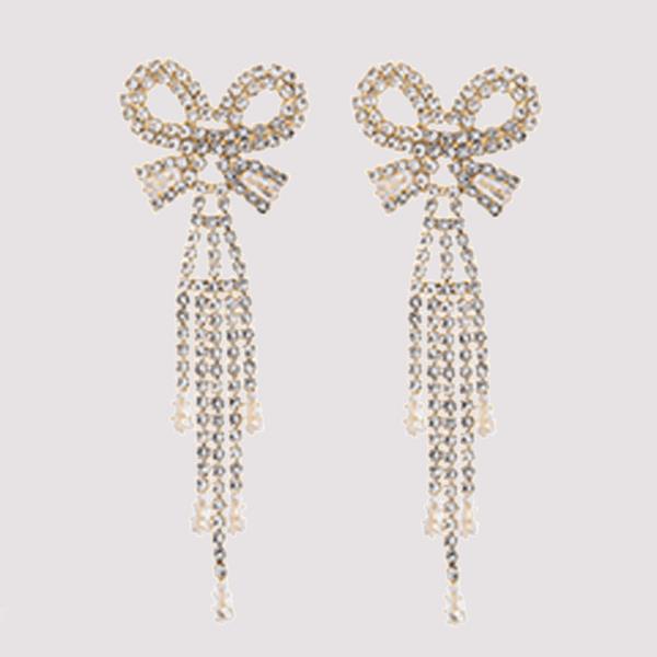 RS CZ Bow Tassel Earring