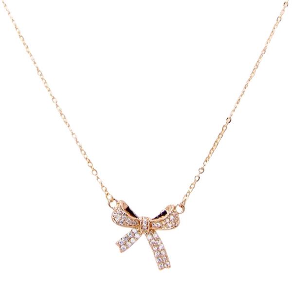 CZ DAINTY BOW NECKLACE