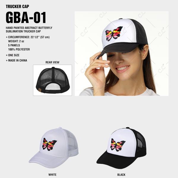 HAND PAINTED ABSTRACT BUTTERFLY SUBLIMATION TRUCKER CAP
