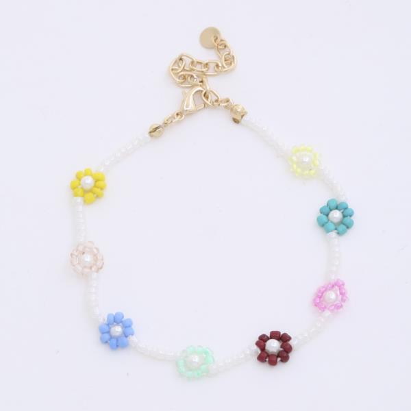 Seed Bead Flower Bracelet