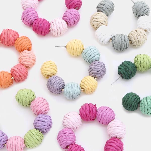 Colorful Twine Bead Open Hoop Earring