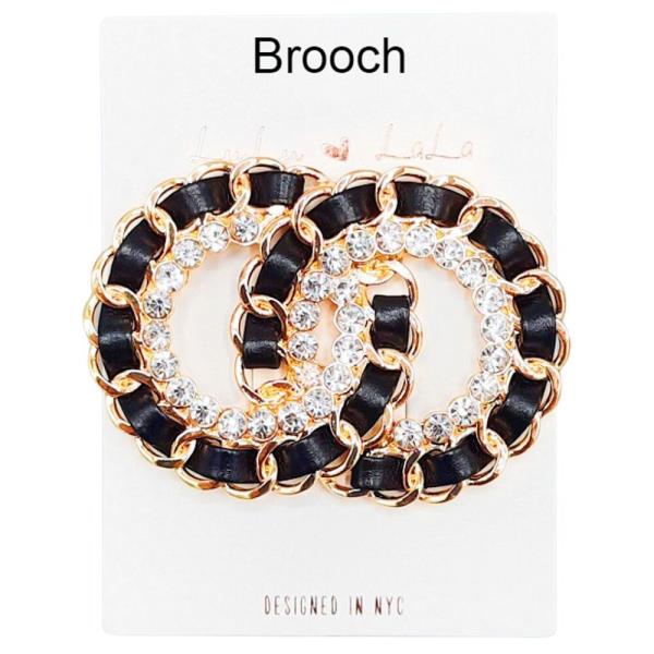 DOUBLE CIRCLE CRYSTAL BROOCH