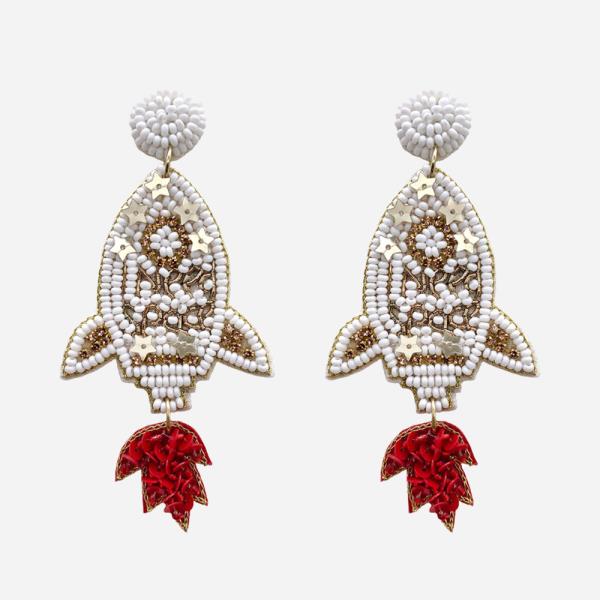 BEADED SPACESHIP EARRING