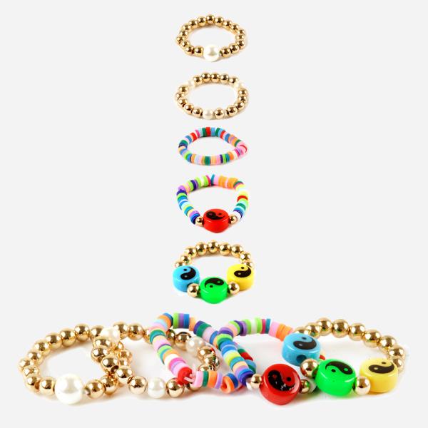 Yin and Yang Rubber Disc Multi Ring Set