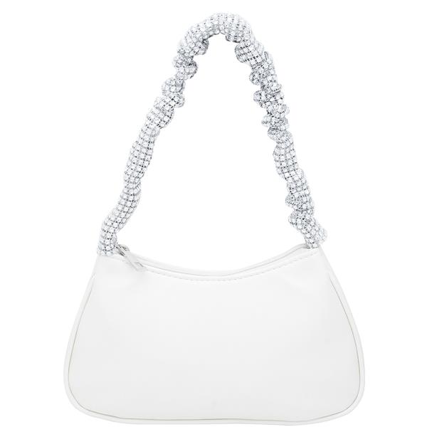 Smooth Rhinestone Handle Zipper Bag