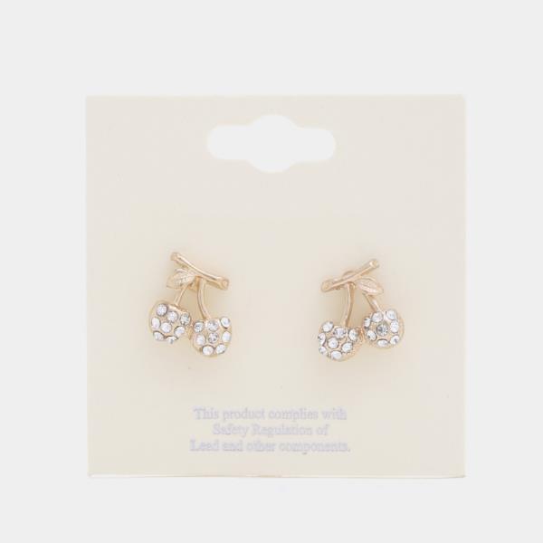 Rhinestone Cherry Earring