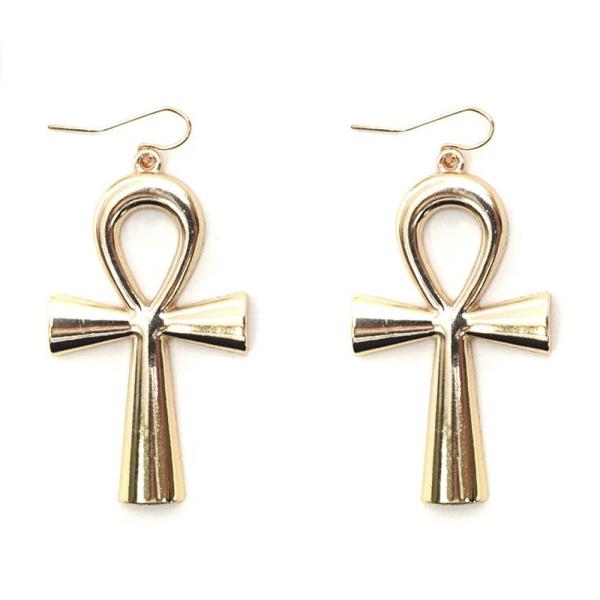 Metal Egyptian Cross Drop Earring