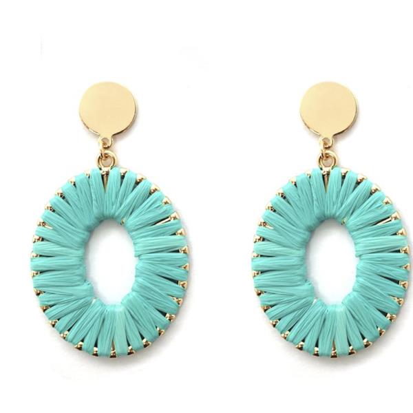 Straw Oval Drop Post Earring