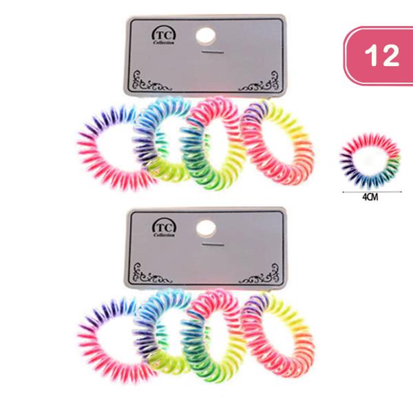 4PCS Rainbow Coil Hair Band (12 Units)