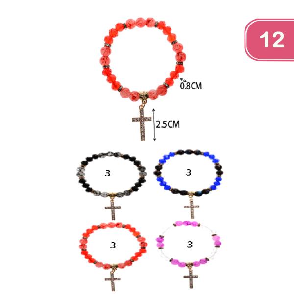 Cross Crystal Bracelet (12 Units)