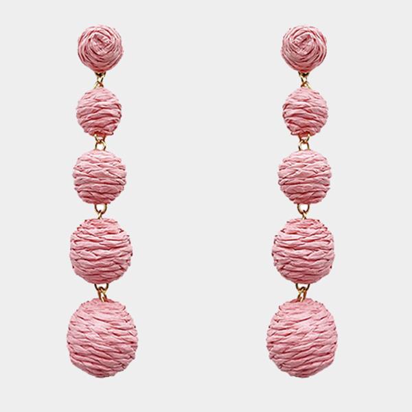 Raffia Wrap Ball Drop Earring