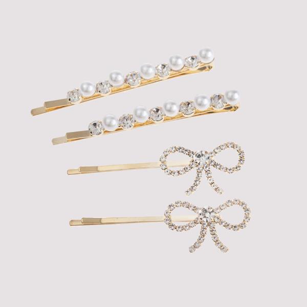 BOW & PEARL PIN 4PC SET