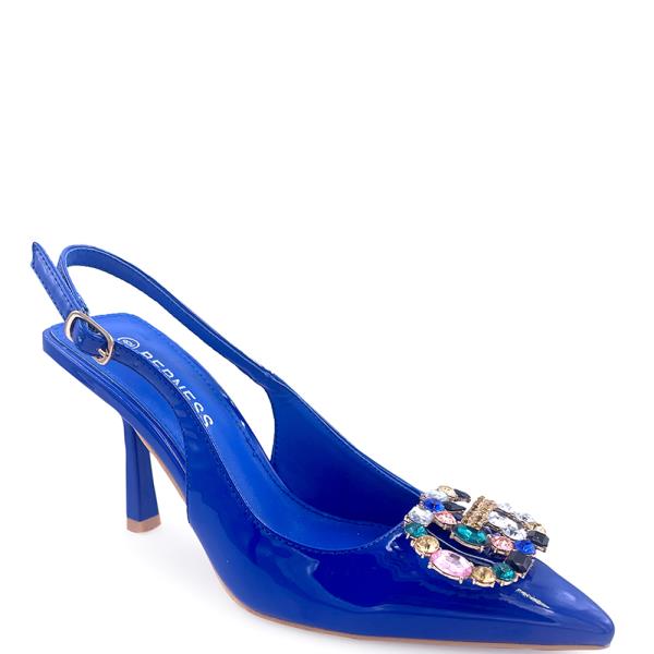 CRYSTAL GEM DESIGN SLIP ON MINI HEEL 12 PAIRS