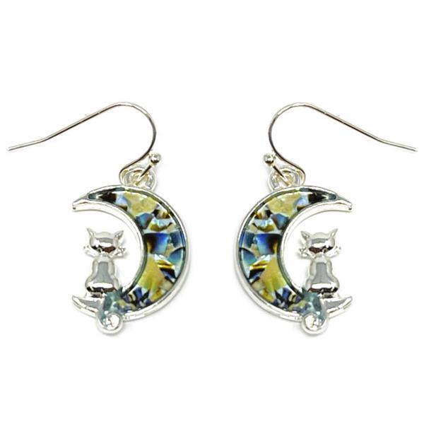 MOTHER OF PEARL MOON DANGLE EARRING