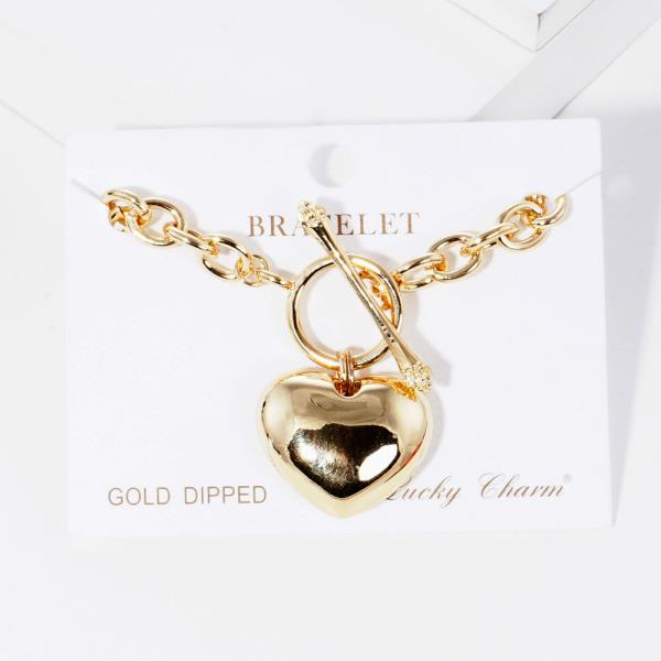 Metal Heart Toggle Clasp Bracelet