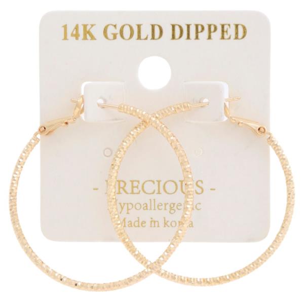 TEXTURED 14K GOLD DIPPED HOOP EARRING