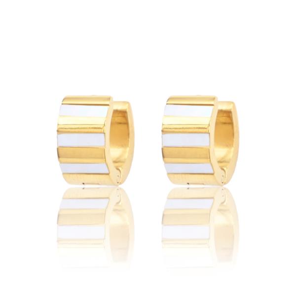 MOP Stainless Steel Huggies Earring