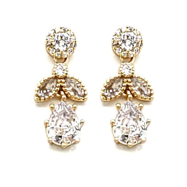 Cubic Zirconia Flower Drop Earring