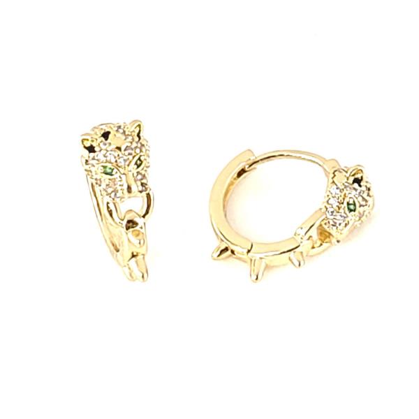 Panther CZ Huggie Hoop Earring