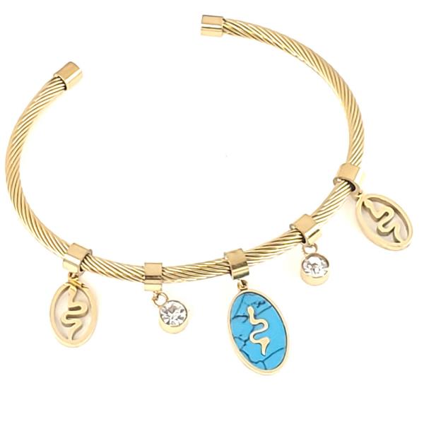 Cubic Zirconia Snake Stainless Steel Bracelet