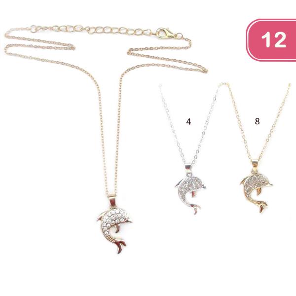 Dolphin Pendant Necklace (12 Units)