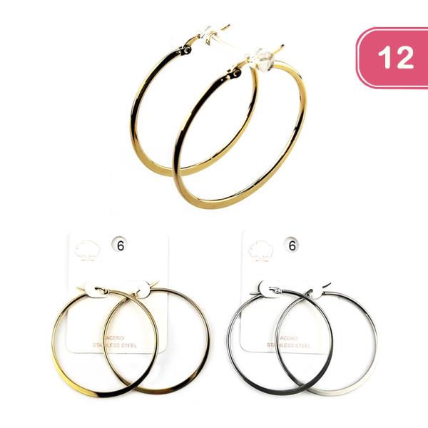 Stainless Steel Huggie Earring (12 Units)