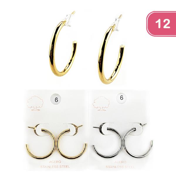 Stainless Steel Huggie Earring (12 Units)