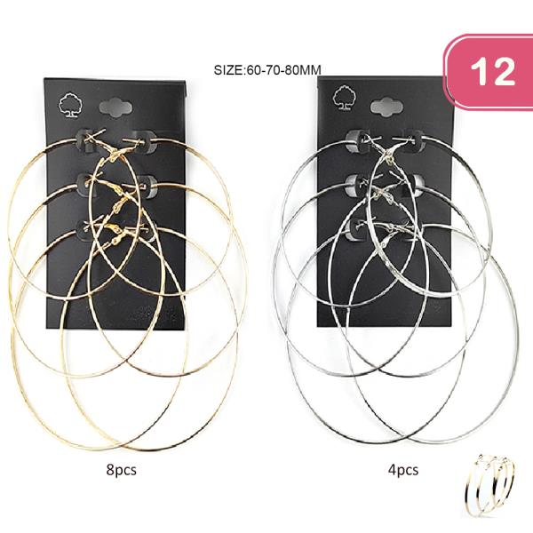 Metal Hoop Earring Set (12 Units)