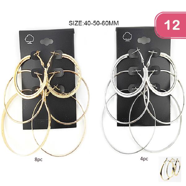 Metal Hoop Earring Set (12 Units)