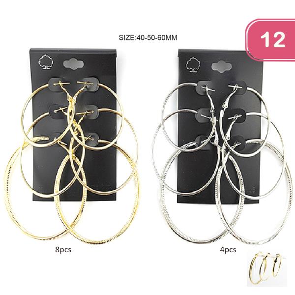 Metal Hoop Earring Set (12 Units)
